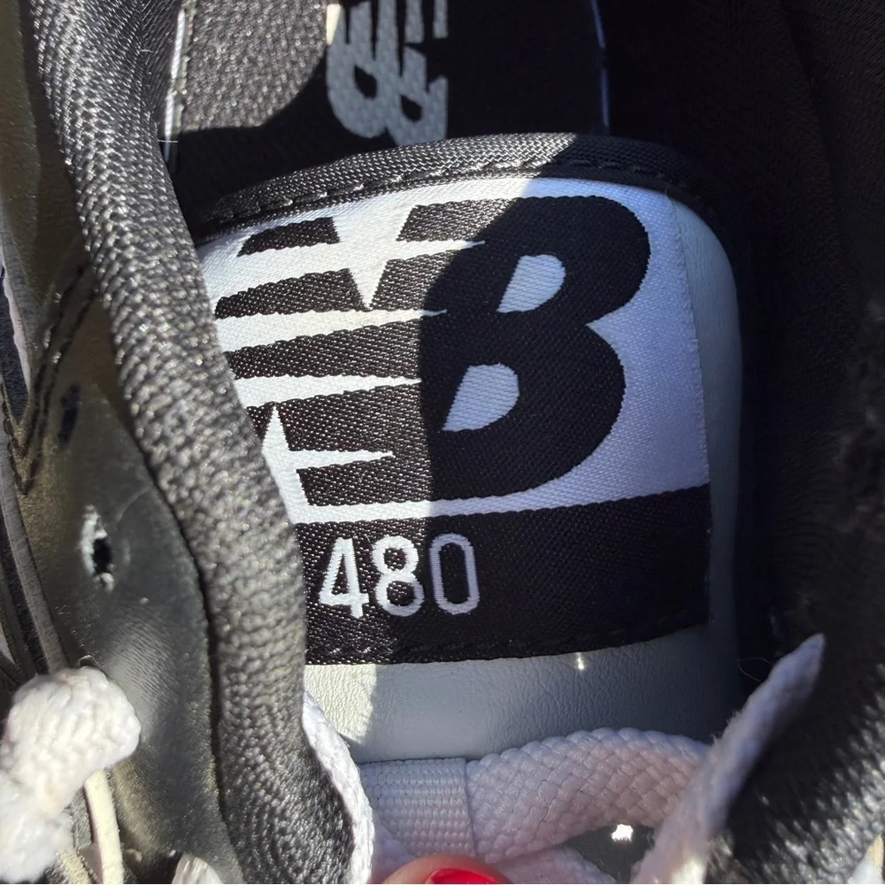 New Balance 480 Black Men’s White Leather BB480 Sneakers Shoes Size 7 Casual